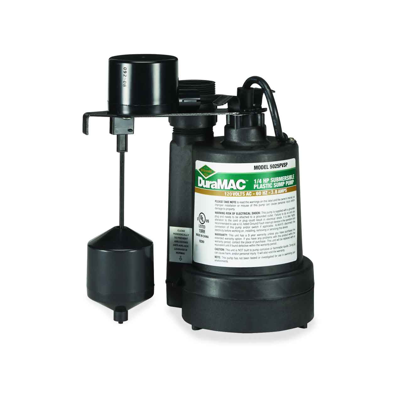 A.Y. McDonald 5025PVSP Sump Pump 0.25 HP 120V 1PH 10' Cord Automatic