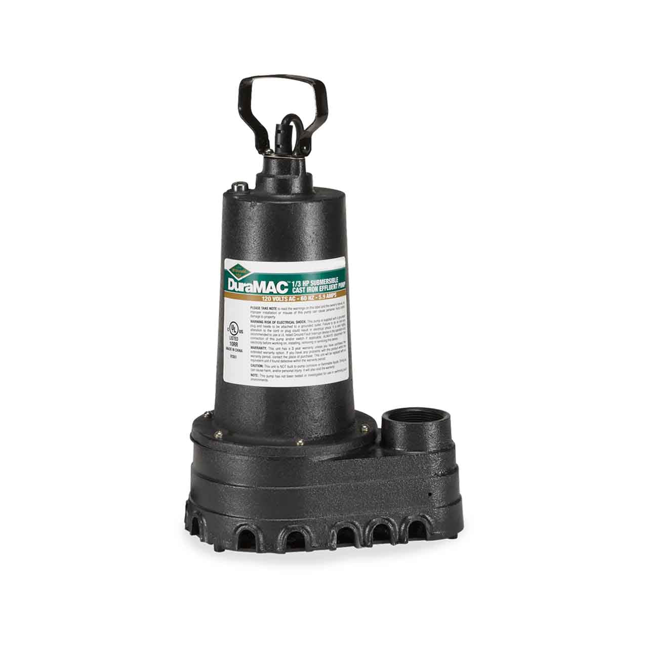 A.Y. McDonald 5033CUEF Effluent Pump 0.33 HP 120V 1 PH 10' Cord Manual