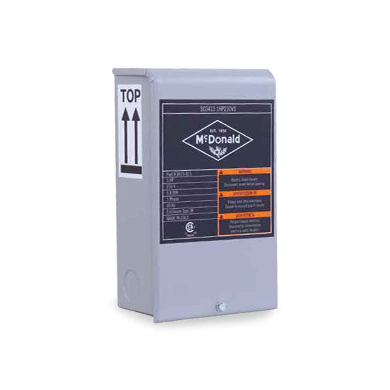 A.Y. McDonald SC0413 0.5HP230VS Standard Control Box For 0.5 HP 230V Single-Phase 3-Wire Pump/Motor