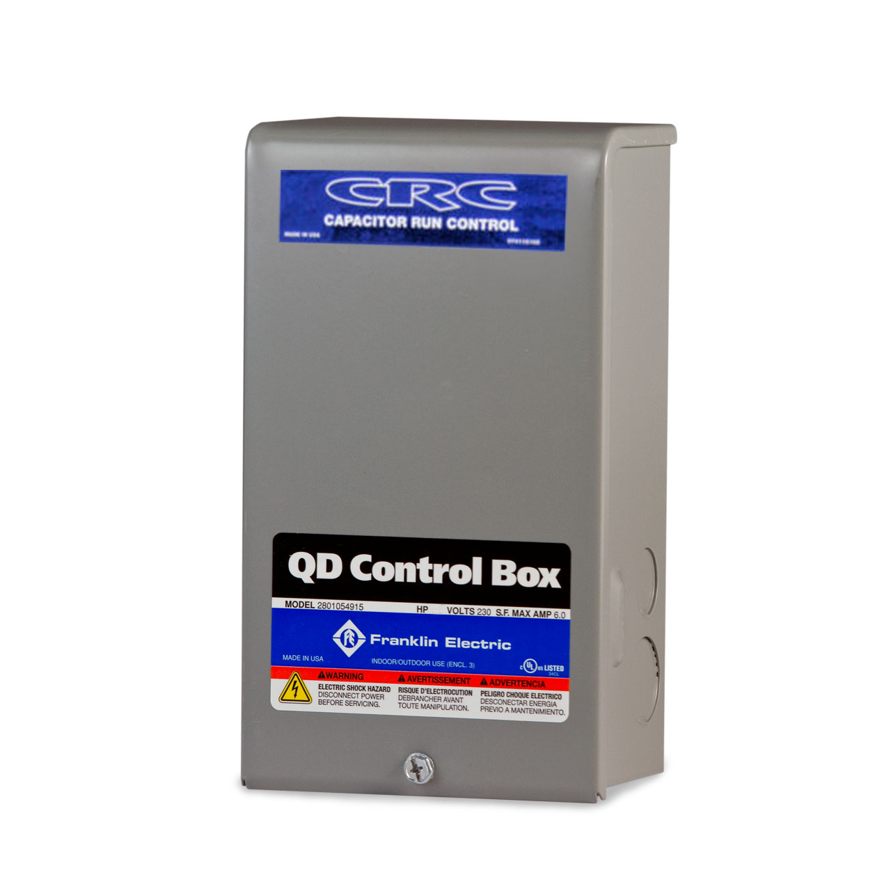 Franklin Electric 2824075015 CRC Submersible Motor Control Box 0.75 HP 230V 1PH For 3-Wire Motors
