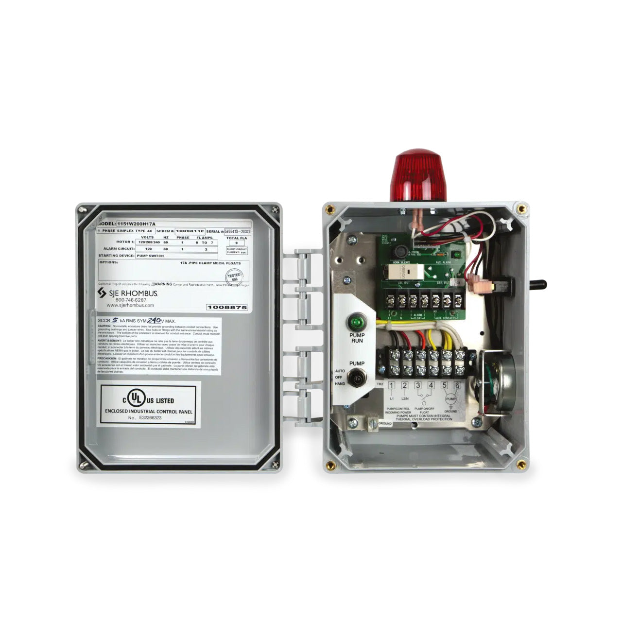 SJE-Rhombus Model 115 Simplex Single Phase Switch Control Panel