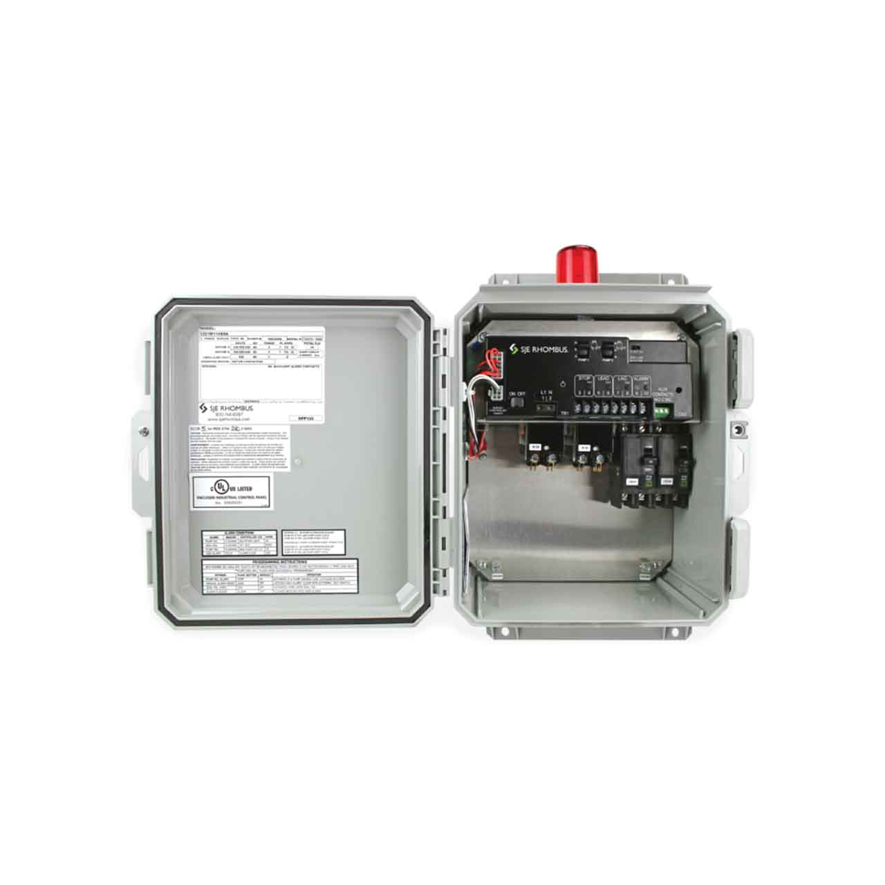 SJE-Rhombus Model 122 Single Phase, Duplex Alternating Pump Control Panel w/ Override