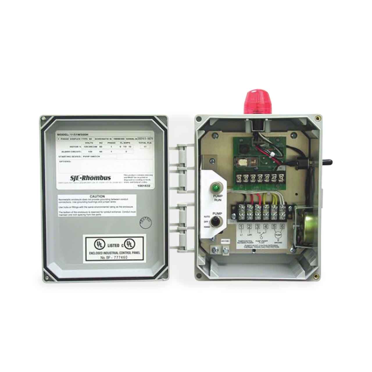SJE-Rhombus Model 1151W214H17A Simplex Single Phase Control Panel 120/240 VAC w/2-Floats