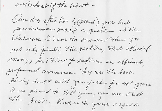 Very Satisfied Customer Wrote