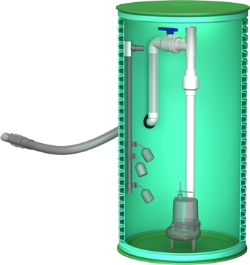 Automated Flow Systems (AFS) Pump Basin Assembly 30 inch diameter with 2.0 inch discharge