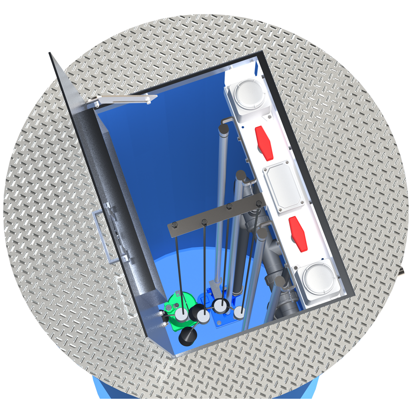 Automated Flow Systems (AFS) 48" Diameter Lift Station Internal Valving 2" SCH80 PVC Discharge