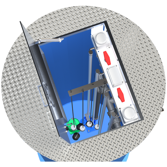 Automated Flow Systems (AFS) 48" Diameter Lift Station Internal Valving 2" SCH80 PVC Discharge