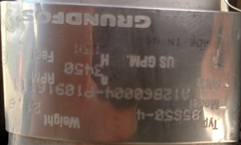 Grundfos Pump End 6" 85S50-4 5HP 4" Motor Bracket