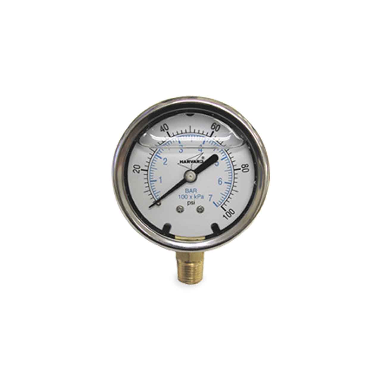 American Granby "Harvard" 2.5" Liquid Filled Pressure Gauge 0-160 PSI 1/4" Lower Mount