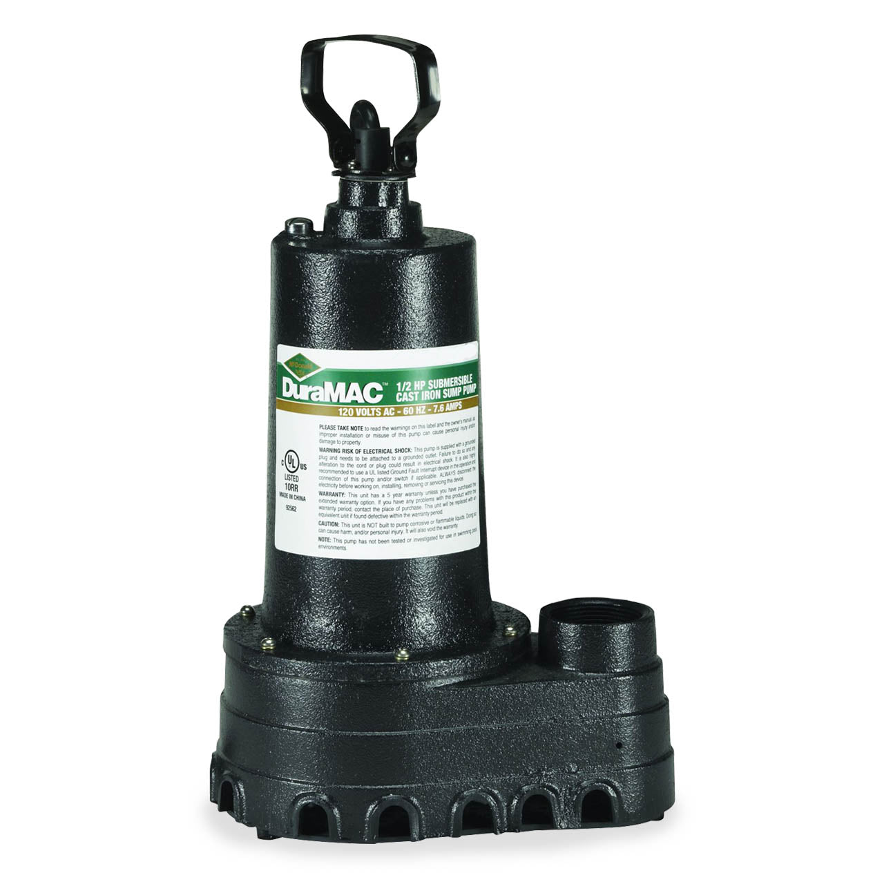 A.Y. McDonald 5050CUSP25 Sump Pump 0.5 HP 120V Manual