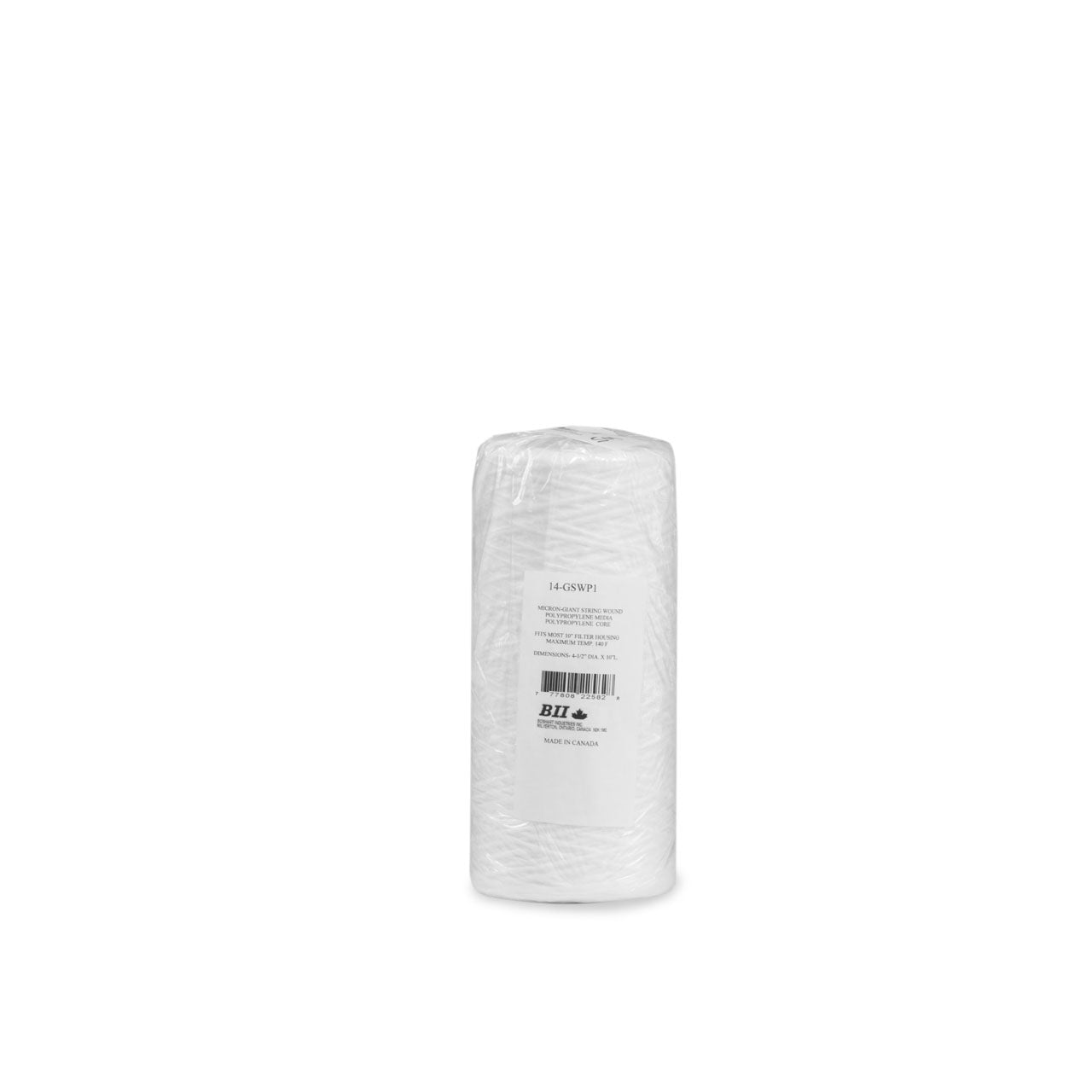 BII 14-GSWP1-25 String Wound Polypropylene Cartridge 4.5" X 10" 25 Micron