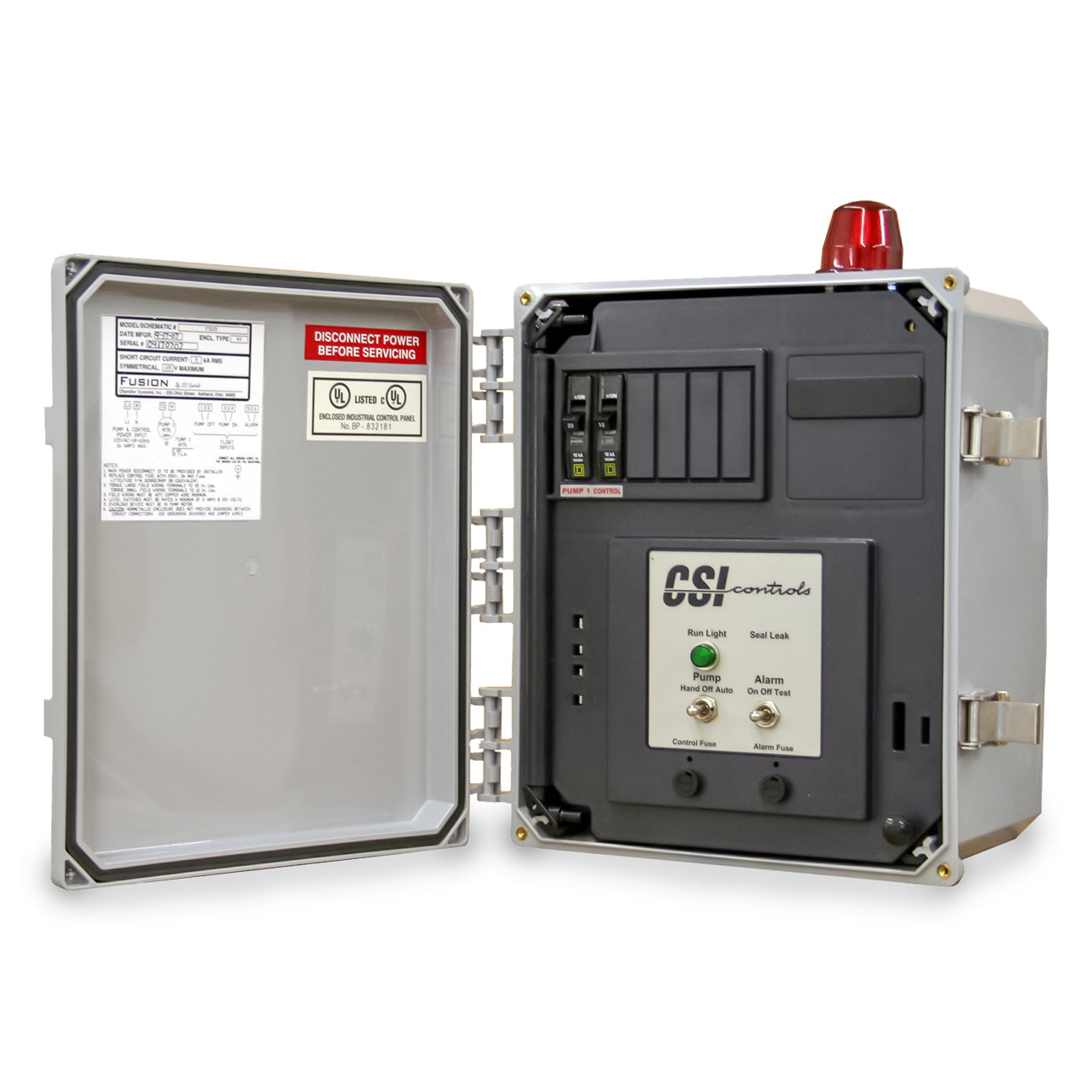 CSI Controls FS230CB-FC20-X Fusion Simplex Pump Panel 230V Floats Aux Alarm 12FLA