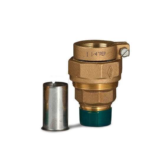 A.Y. McDonald 74753-33-12  Adapter MNPT Thread X PEP 1.25" Brass W/ 6136 SS Pipe Stiffener