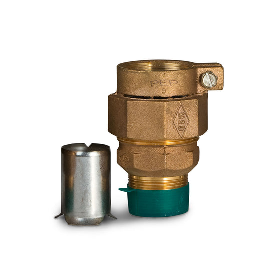 A.Y. McDonald 74753-33 Adapter MNPT Thread X PEP 1.5" Brass W/ 6136 SS Pipe Stiffener