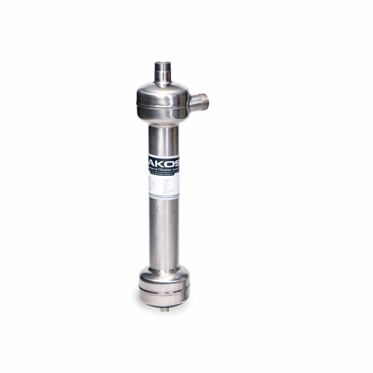 Lakos ILS-0125 Centrifugal-Action ILS Stainless Steel Separators for Low-Flow 1.25" Inlet/Outlet