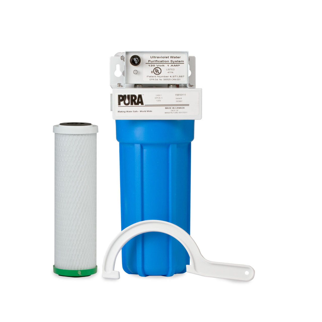 PURA UVB Series Model UVB1-EPCB 2 GPM Ultraviolet Water Treatment System, 120V