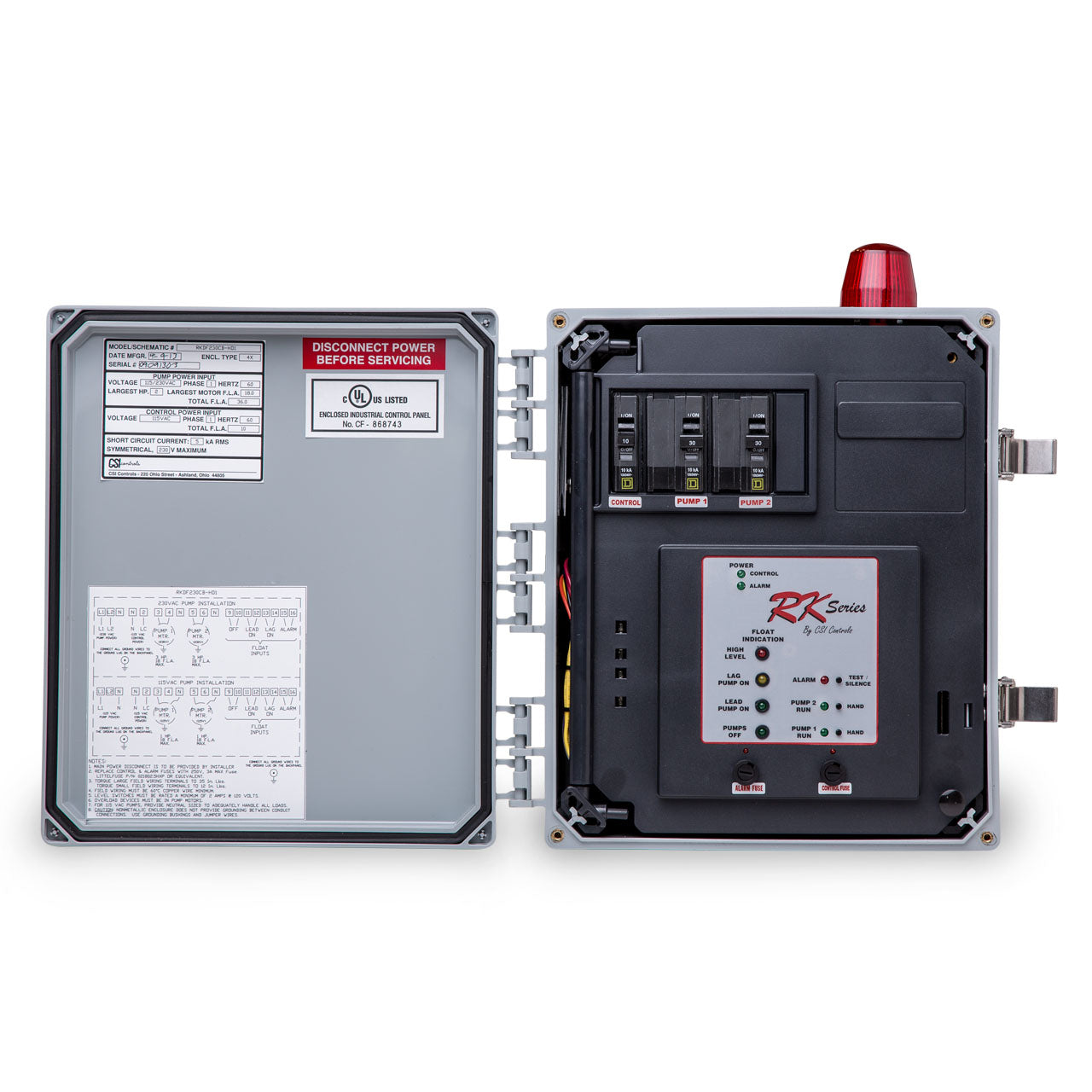 CSI Controls RKDF230CB-HD1-DCTD RK Duplex Pump Panel 230V  18 FLA Digital Display Time Dose